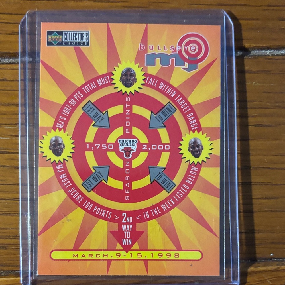 Micheal Jordan! Rare! Mint! Chicago Bulls Card. Scratch off! New! 1998